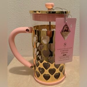 NWTs Paris Hilton French Press Coffee Maker With Heart Shaped Measuring Scoop.